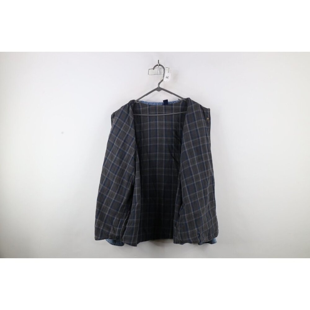 Vtg 90s Streetwear Mens XL Faded Flannel Lined Denim Jean Button Shirt Jacket - Picture 15 of 16